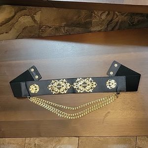 Gold and Rhinestone Wide Belt